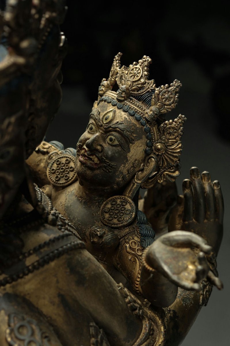 Tibetan Vajrakilaya (Phurba Vajra), Monumental Gilt Bronze Winged Deity Sculpture, Vajrayana Ritual Image (Antique, 100+ Years)