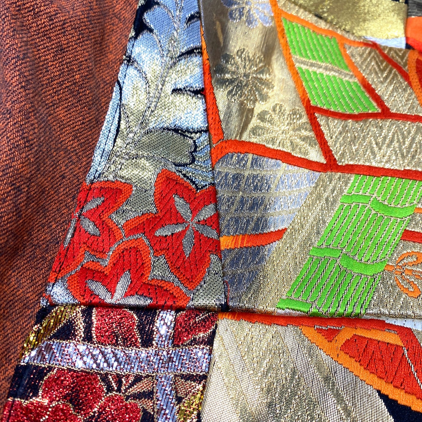 Wagara Remake Bespoke Hypebeast Japanese Japan Vintage Levi's Yellow Handmade Custom One and Only One Cote Mer Upscale Upcycle Sustainable Street Fashion Embroidered Embroidery Kimono Obi Boro x Dye Denim Jacket ( Size : XL )