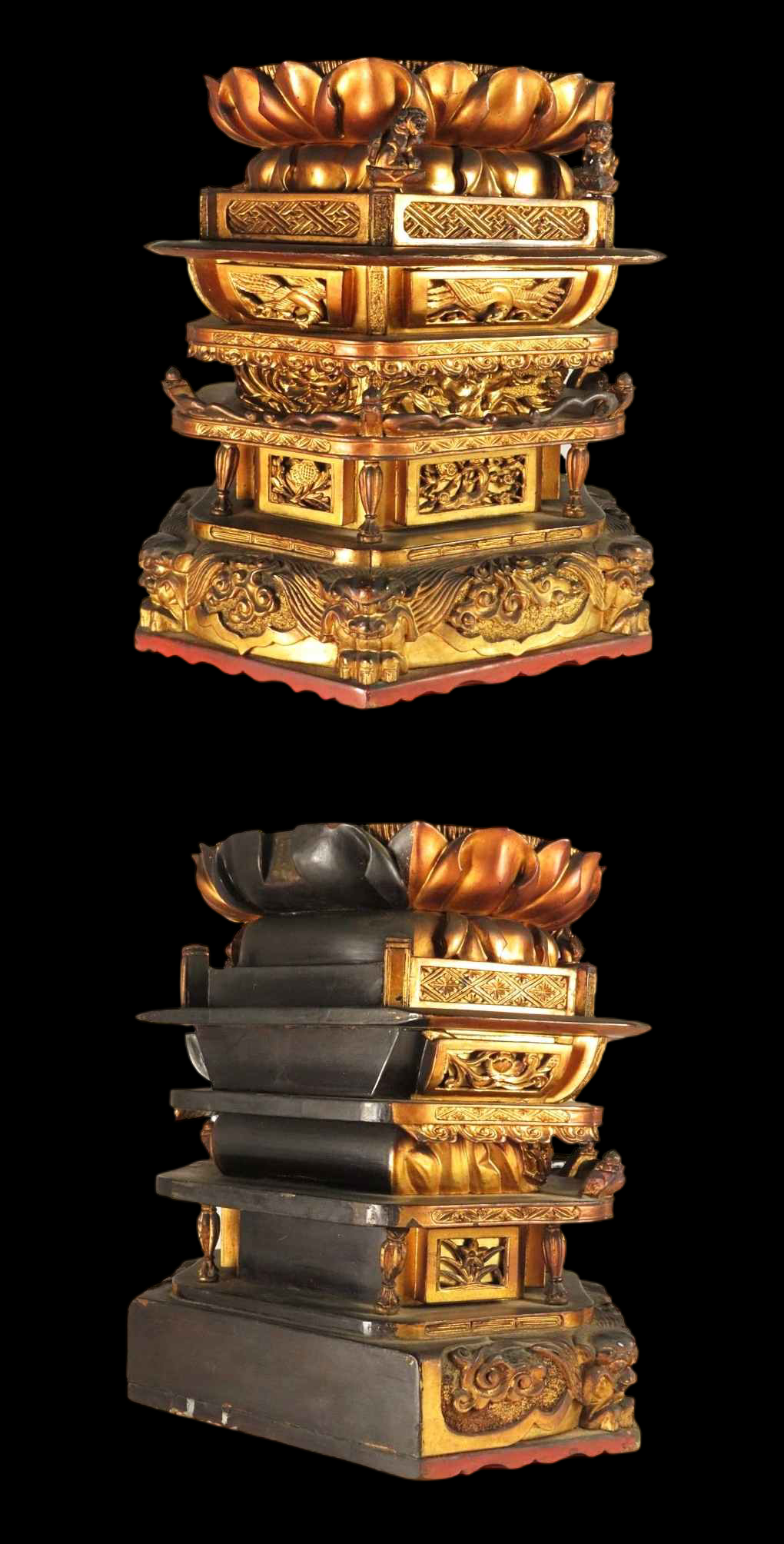 Important Edo Period Giltwood Seated Amida Nyorai with Gyokugan (Glass eyes) — 60 cm Temple-Style Buddhist Statue