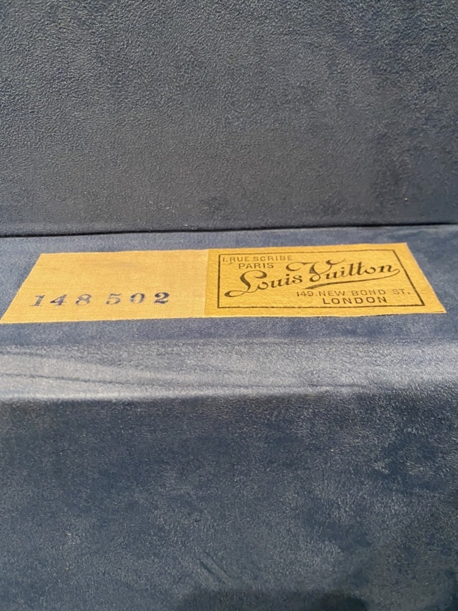 Louis Vuitton 1920s black trunk, blue stripe, 100 cm, view 9 of 9