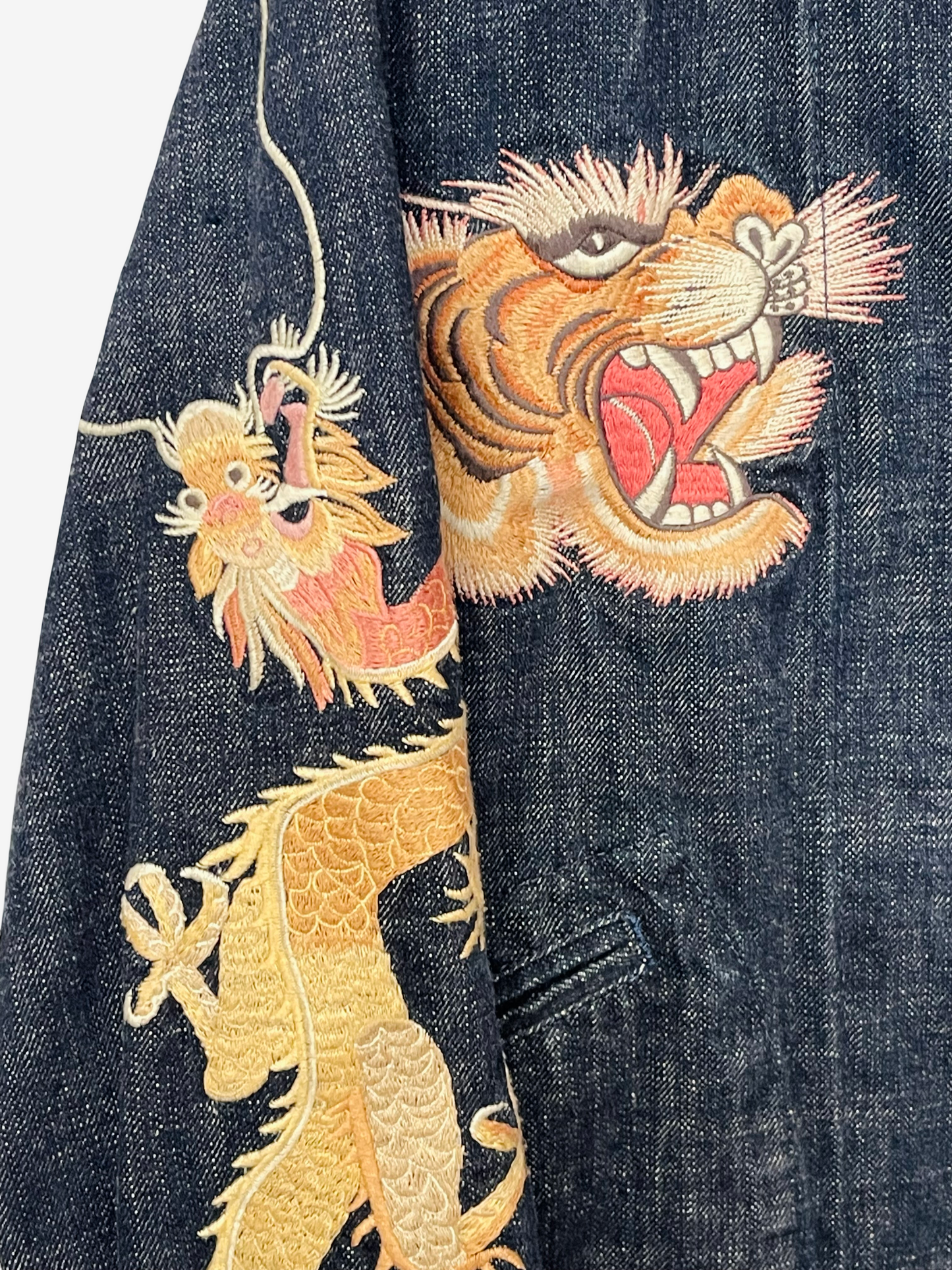 Rare YAMANE EVISU-Era Tokyo Daikanyama Denim Jacket 38 Dragon Tiger Gorilla Embroidery Japanese Y2K Streetwear