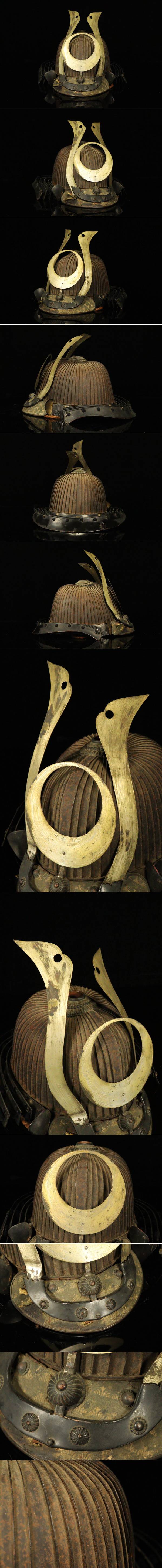Edo-Period 62-Ken Suji Kabuto — Saotome-Style Samurai Helmet with Oversized Kuwagata Maedate (Sabi-Ji)