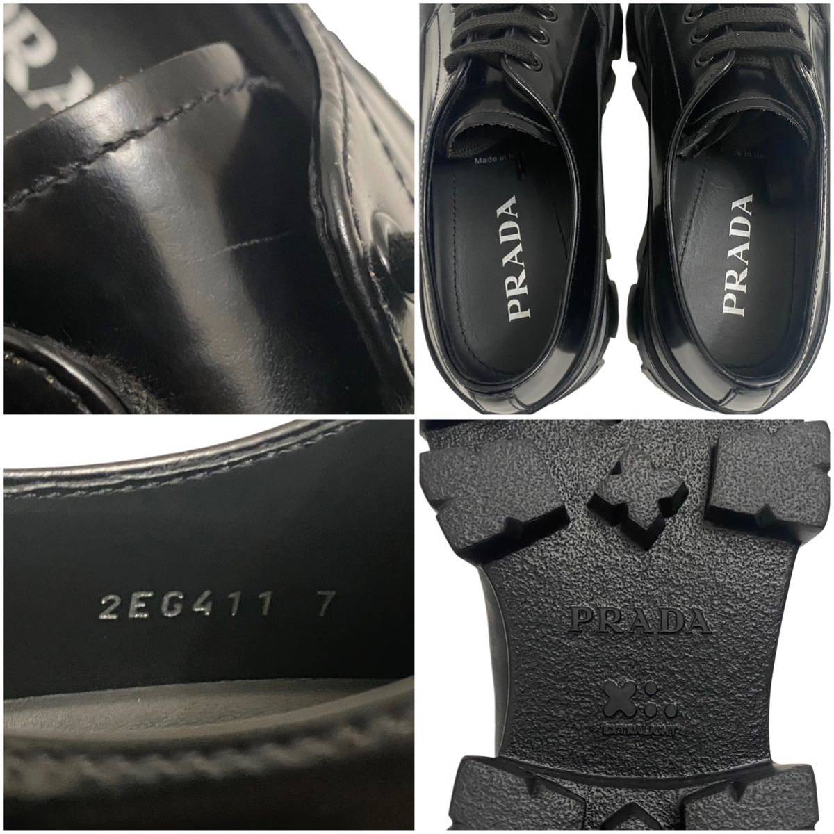 Prada by Raf Simons Monolith Square-Toe Derby Shoes, view 8
