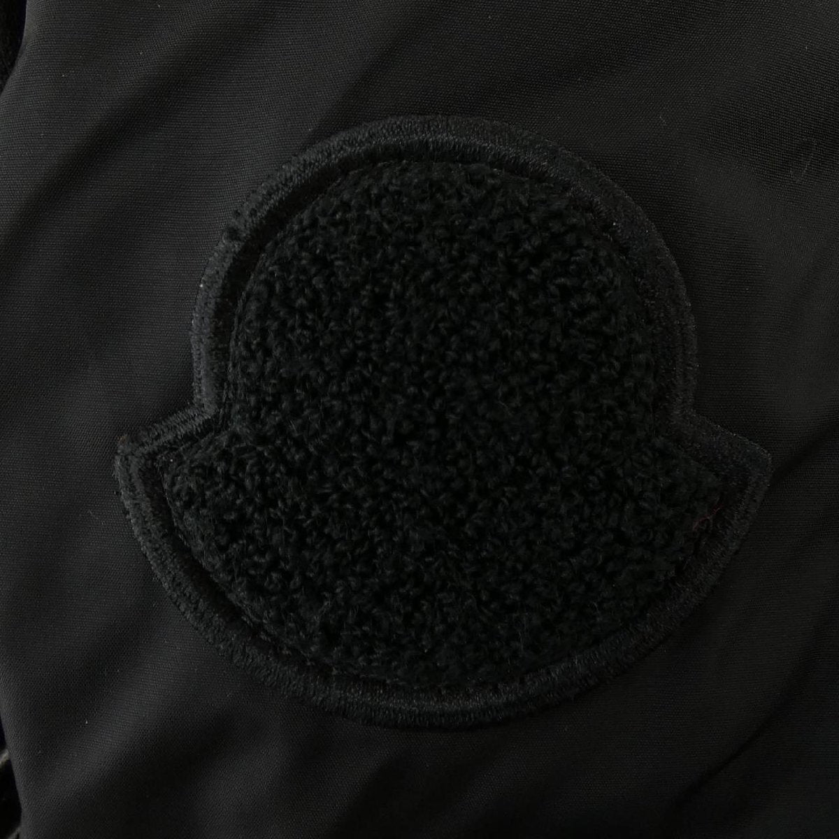 MONCLER Pavot Black Leather and Quilted Nylon Down Rider Jacket with Felt Logo Patch, view 8