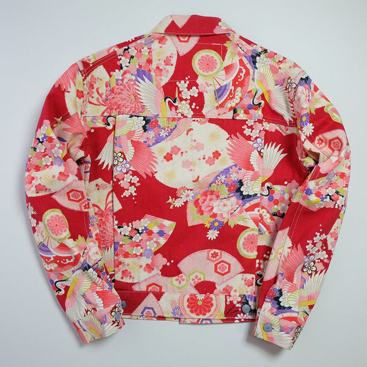 Japanese Street Fashion Brand Hidehiko YAMANE EVISU Genes Lot 1008 Japan Wagara Kimono Pattern Uchikake Denim Jeans Jacket