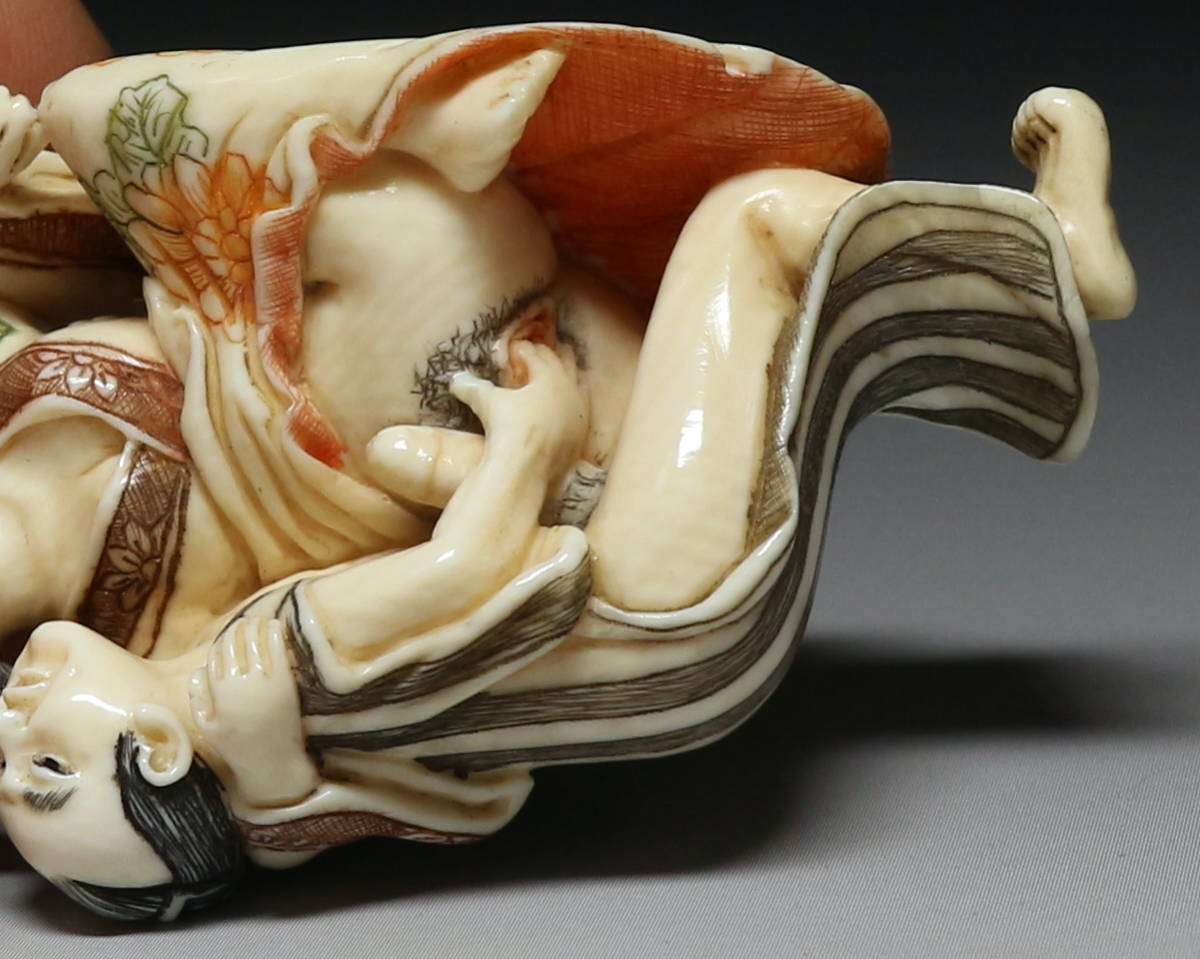 Japanese Erotica Shunga Foreplay Fetish Samurai Geisha Bijin Oiran Sagemono Netsuke Okimono Doll Statue Art