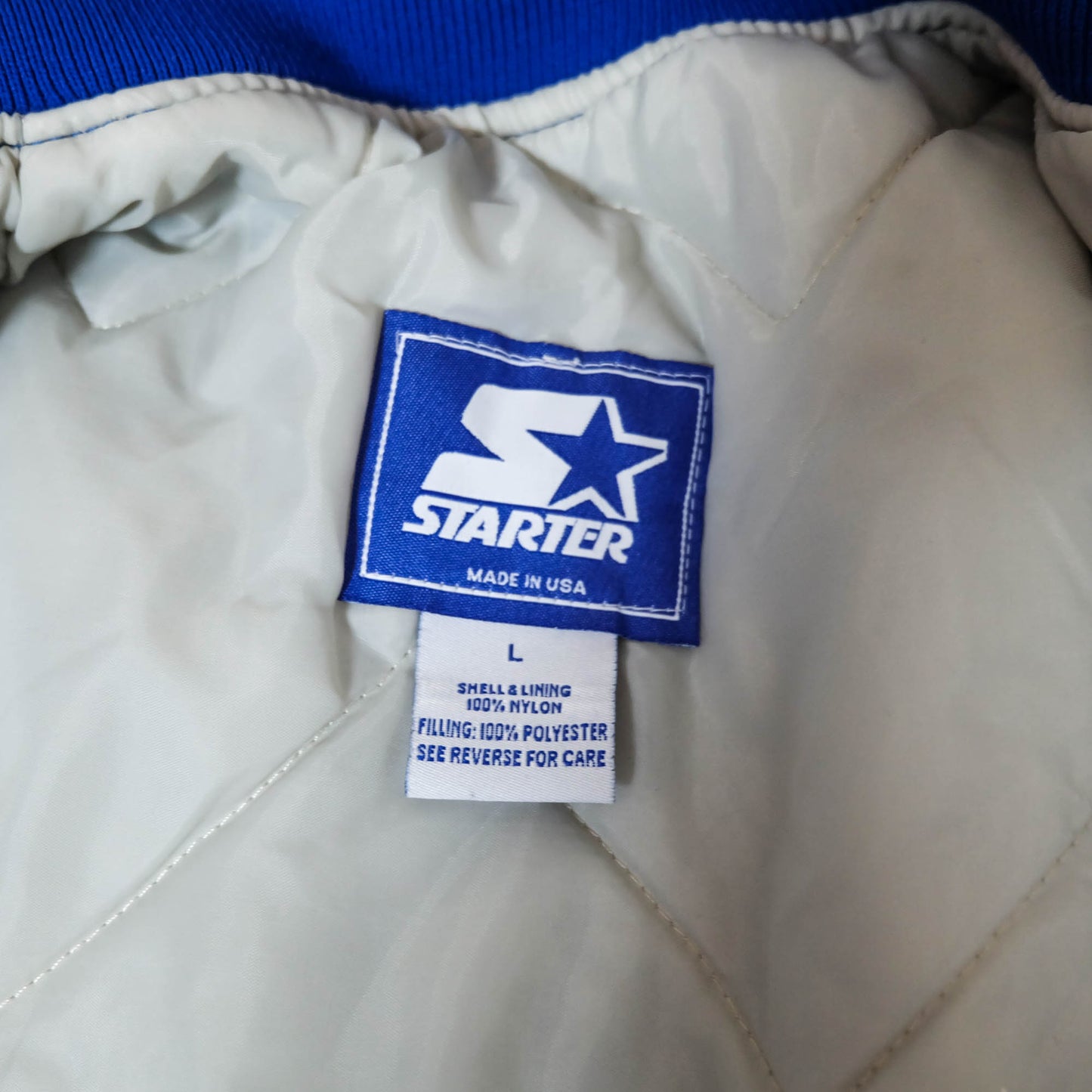 Starter Dodgers Vintage Satin Varsity Jacket | MLB Baseball Bomber Jacket Blue Stadium Jacket Made USA Size L