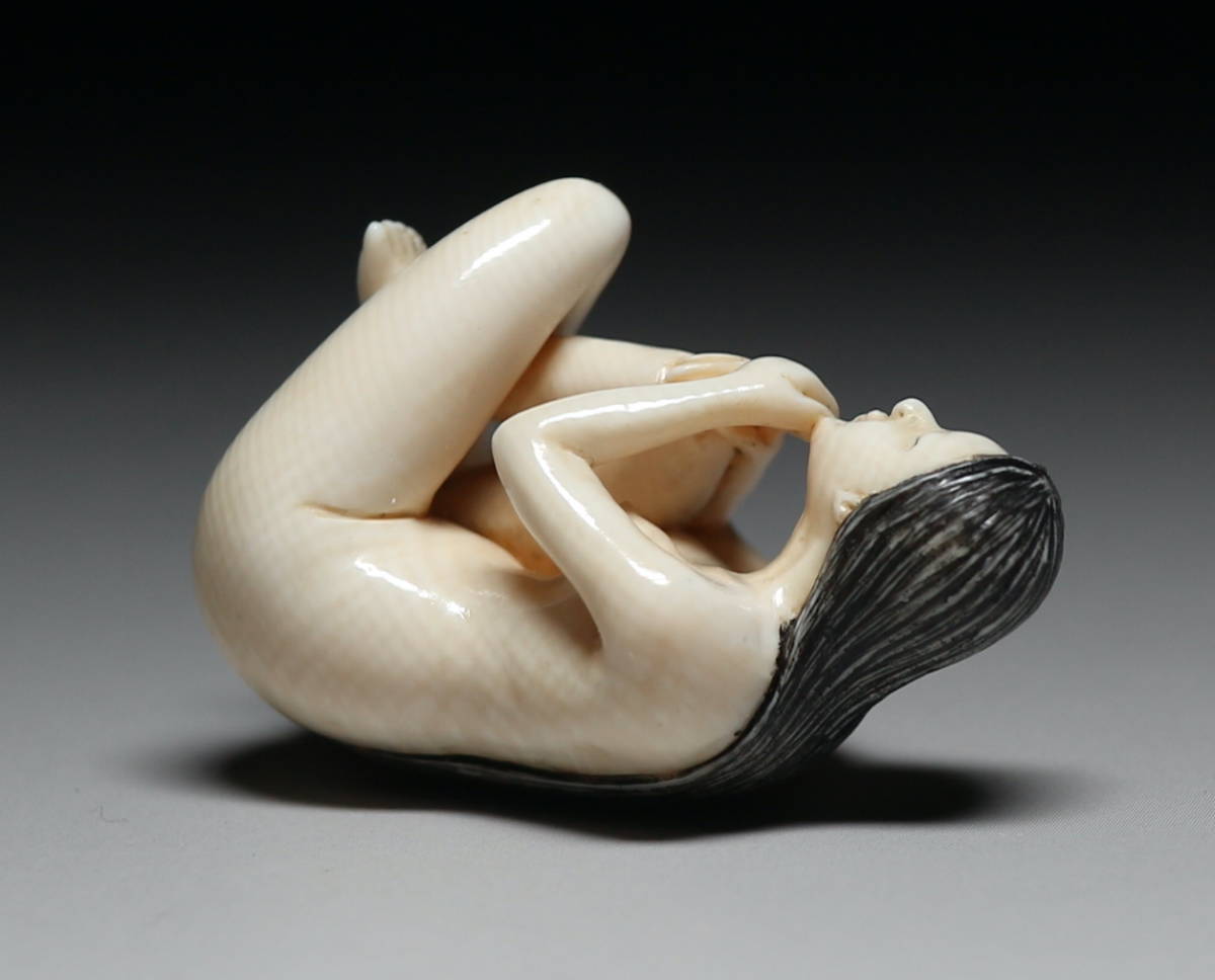 Japanese Erotica Risque Shunga Bijin Nude Netsuke Okimono Doll Statue Art