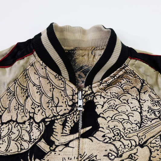 Hyakka Ryoran Reversible Dragon & Giant Koi Sukajan Jacket M | Japanese Embroidered Yokosuka Souvenir Bomber