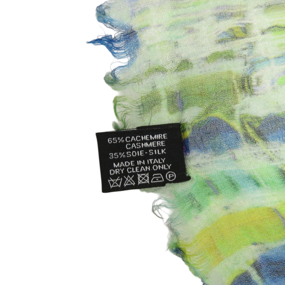 Chanel Cashmere and Silk Stole, Green and Blue Brushstroke Check with Large CC, 136 × 193 cm, view 8