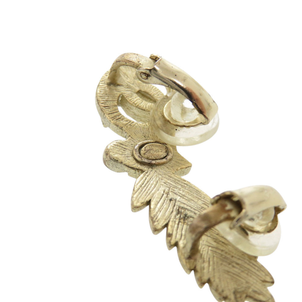 Chanel CC Star and Feather Clip-On Earrings, Faux Pearl and Crystal, Gold Tone, 2019 Cruise (C19K), with Box, view 3