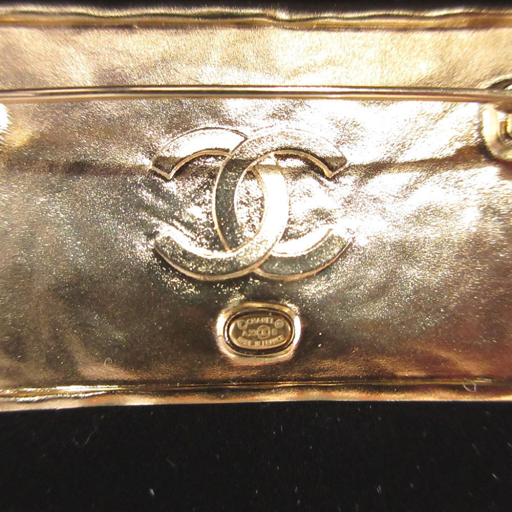 Chanel Logo Plaque Brooch, Black Leather with Gold-Tone Lettering and Stitched Frame, Spring 2023 (A23S), with Box, view 3