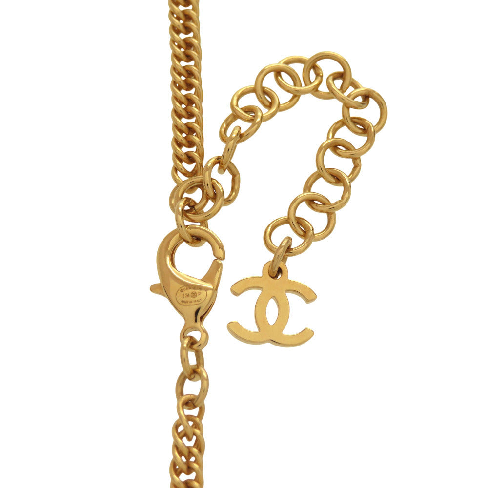 Chanel Logo Plate Pendant Necklace, Black Enamel and Gold Tone, Spring 2024 (24P), with Box, view 6