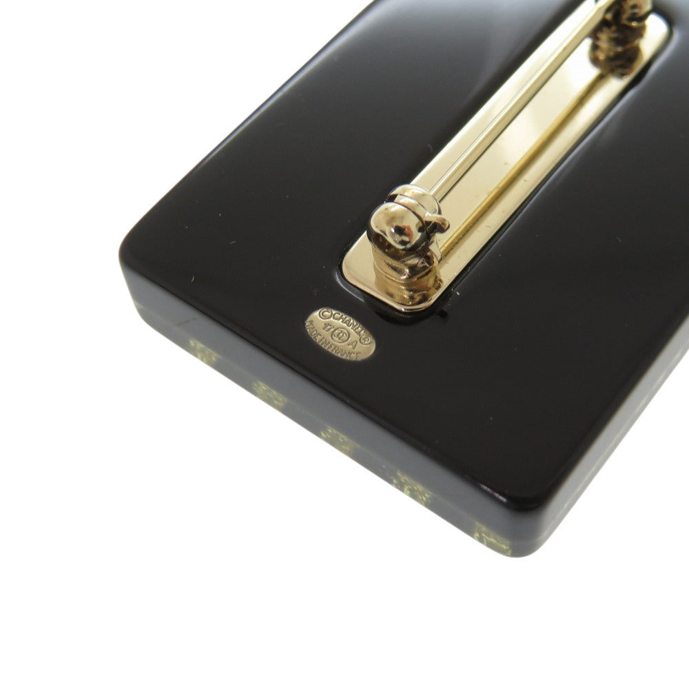 Chanel N°5 Perfume Bottle Brooch, Black Resin with Gold Glitter Stripes, Autumn 2017 (17A), with Box, view 4