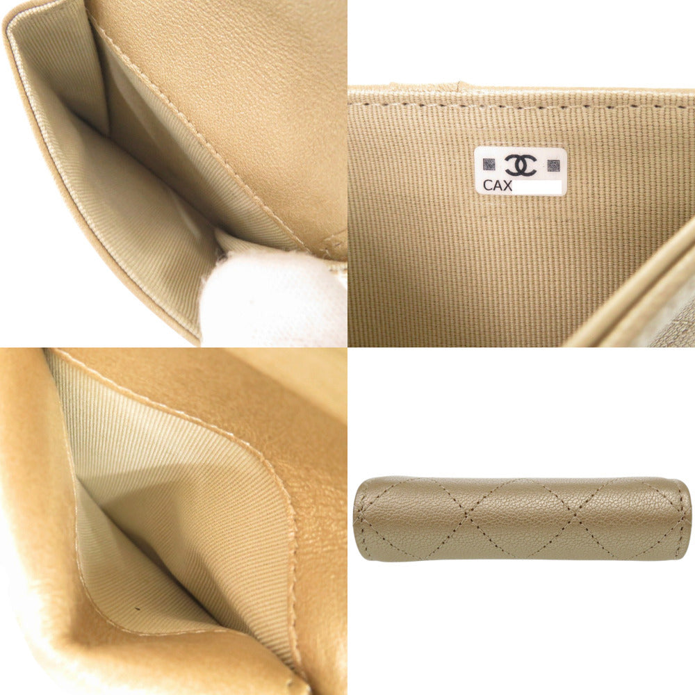 Chanel Quilted Bifold Wallet, Gold-Beige Calfskin with CC Snap, Current Series, view 7