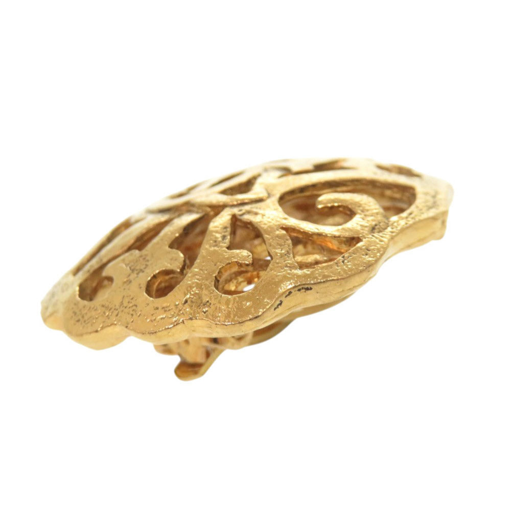 Chanel Vintage CC Openwork Dome Clip-On Earrings, Gold Plated, view 6