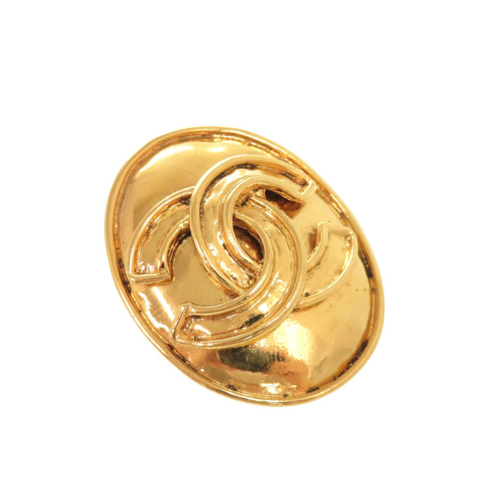 Chanel Vintage CC Oval Clip-On Earrings, Hammered Gold Tone, Spring 1994, view 10