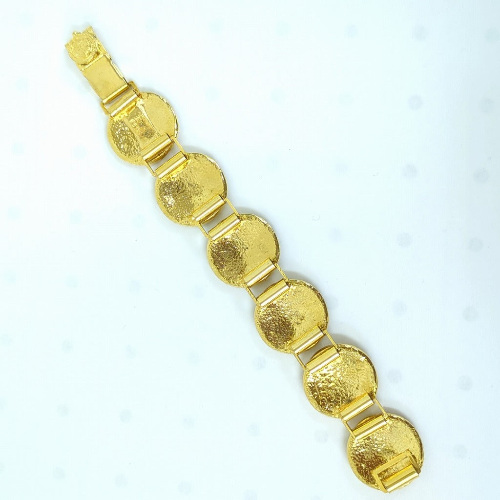 Gianni Versace 1990s Six-Medallion Medusa Coin Bracelet with Greek Key Borders, Gold Tone, Made in Italy, view 10