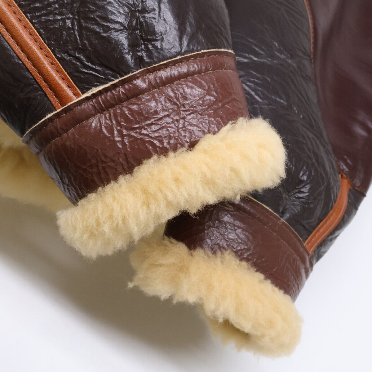 The Few Type B-3 Sheepskin Bomber Jacket, Philips Tanning Label Reproduction, Dark Brown Mouton, Size 42, view 9