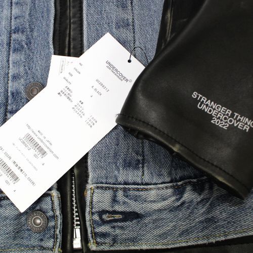 Undercover x Levi’s x Stranger Things Hellfire Club 2022 Denim and Leather Jacket UC2B9212, Black, Size 4, Unworn, view 4