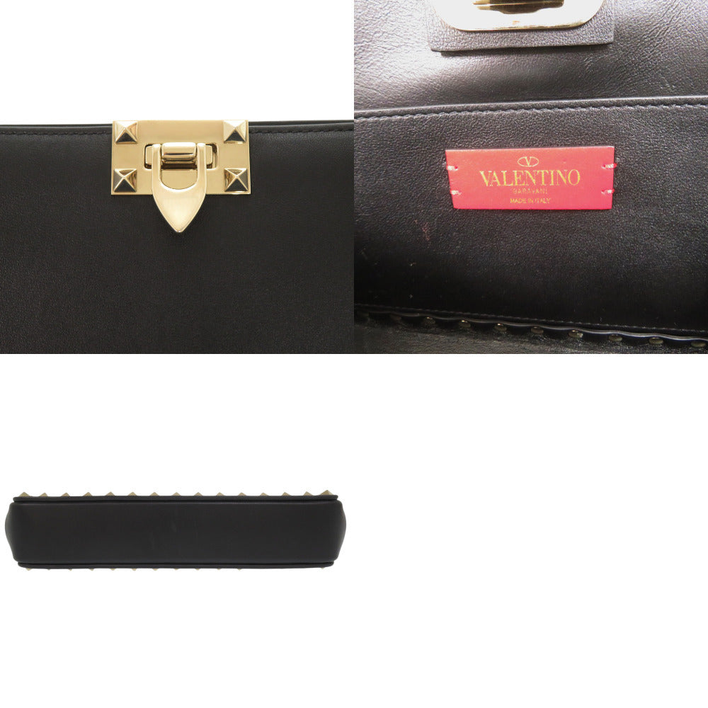 Valentino Garavani Rockstud Chain Shoulder Bag, Black Leather, Gold Studs, view 7