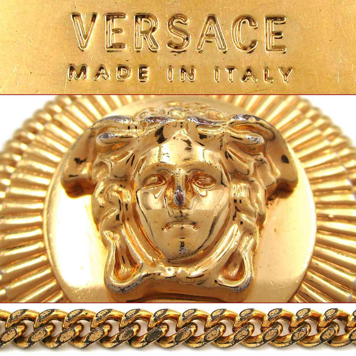 Versace Medusa Sunburst Medallion Pendant on Curb Chain, Gold Tone, 70 cm, Made in Italy, view 5