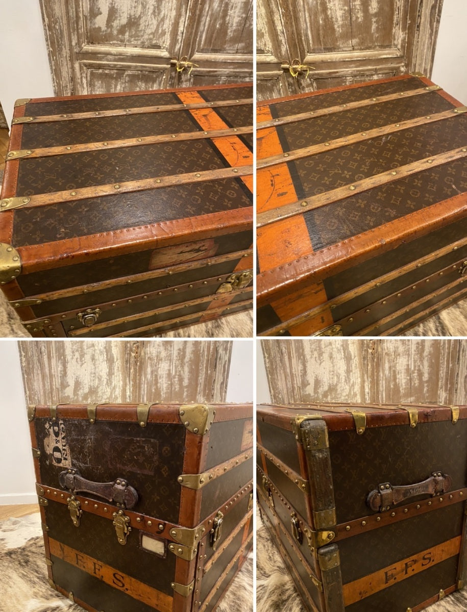 Louis Vuitton wardrobe trunk with orange interior, view 10 of 10