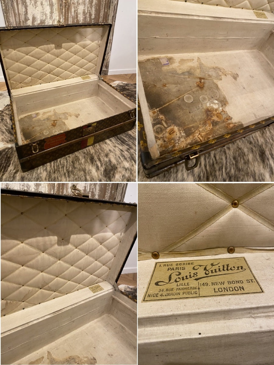 Louis Vuitton 1940s Monogram trunk with red and yellow stripe, view 9 of 9