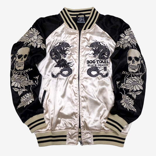 Dogtown Black Dragon Sukajan Jacket Size L | Japanese Embroidered Dragon Souvenir Bomber