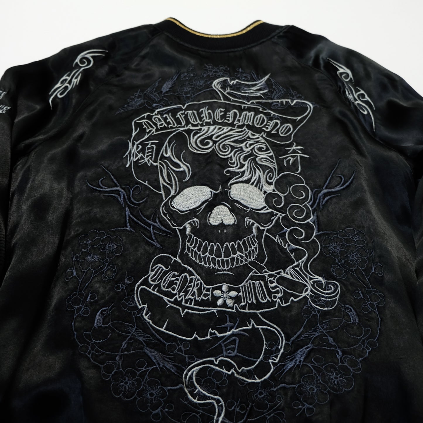 Miyabi Musubi × ZENBU Reversible Sukajan Maeda Keiji Matsukaze Samurai Horse Skull Sakura Embroidered Jacket
