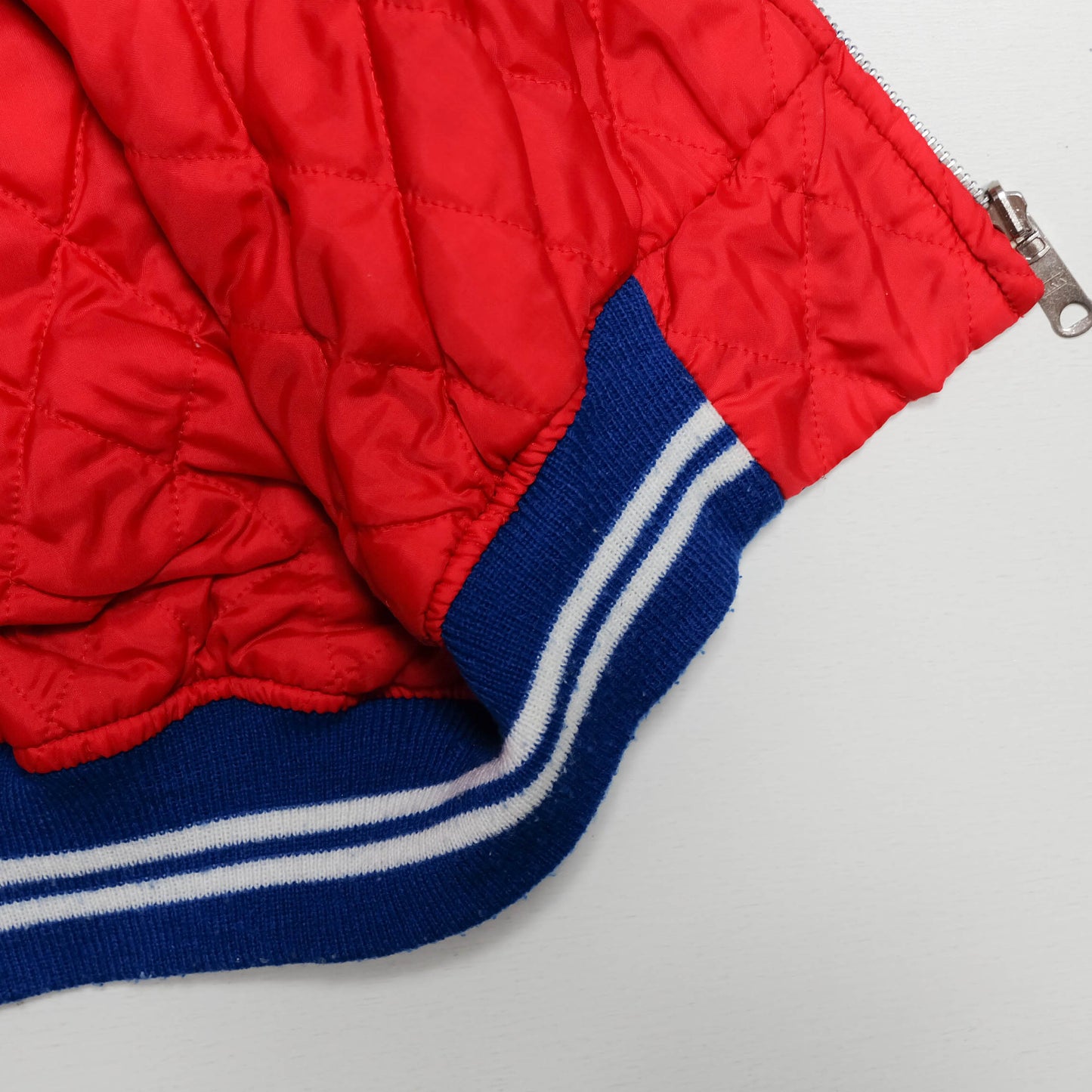 Vintage Japan Sukajan Dragon Mount Fuji Blue White Embroidered Souvenir Jacket Size L Padded Satin Bomber