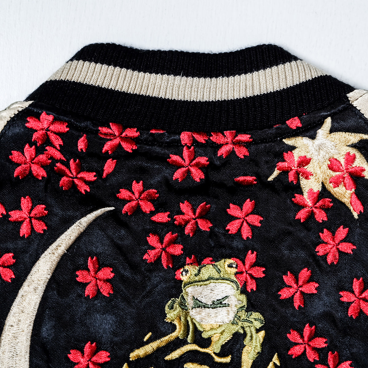 Rare San Maruichi Frog Sukajan Jacket L-XL Reversible Kaeru Moon Sakura Momiji Japanese Embroidered Souvenir Bomber
