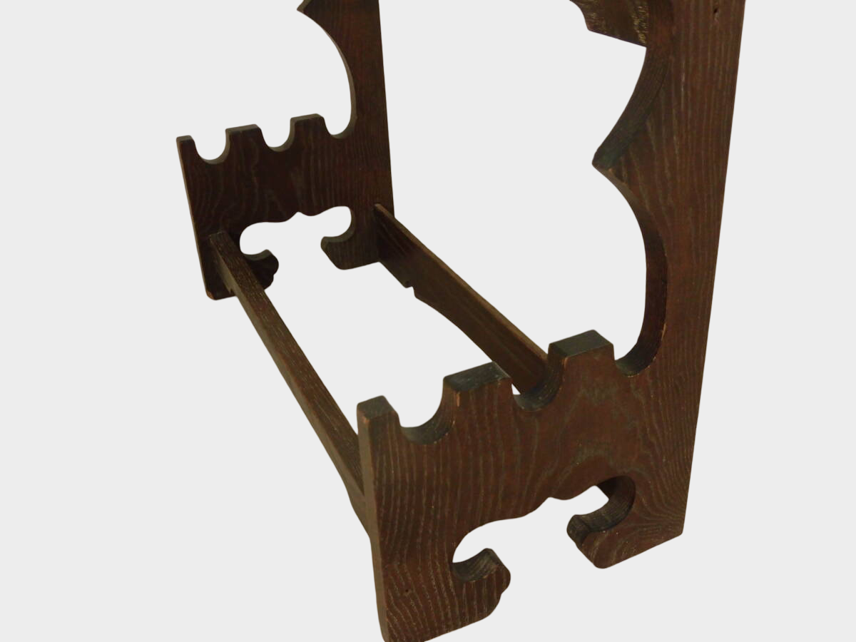 Japanese Wooden Sword Rack | 5-Slot Katana & Wakizashi Stand | Compact Multi-Blade Display | Approx 46cm Width