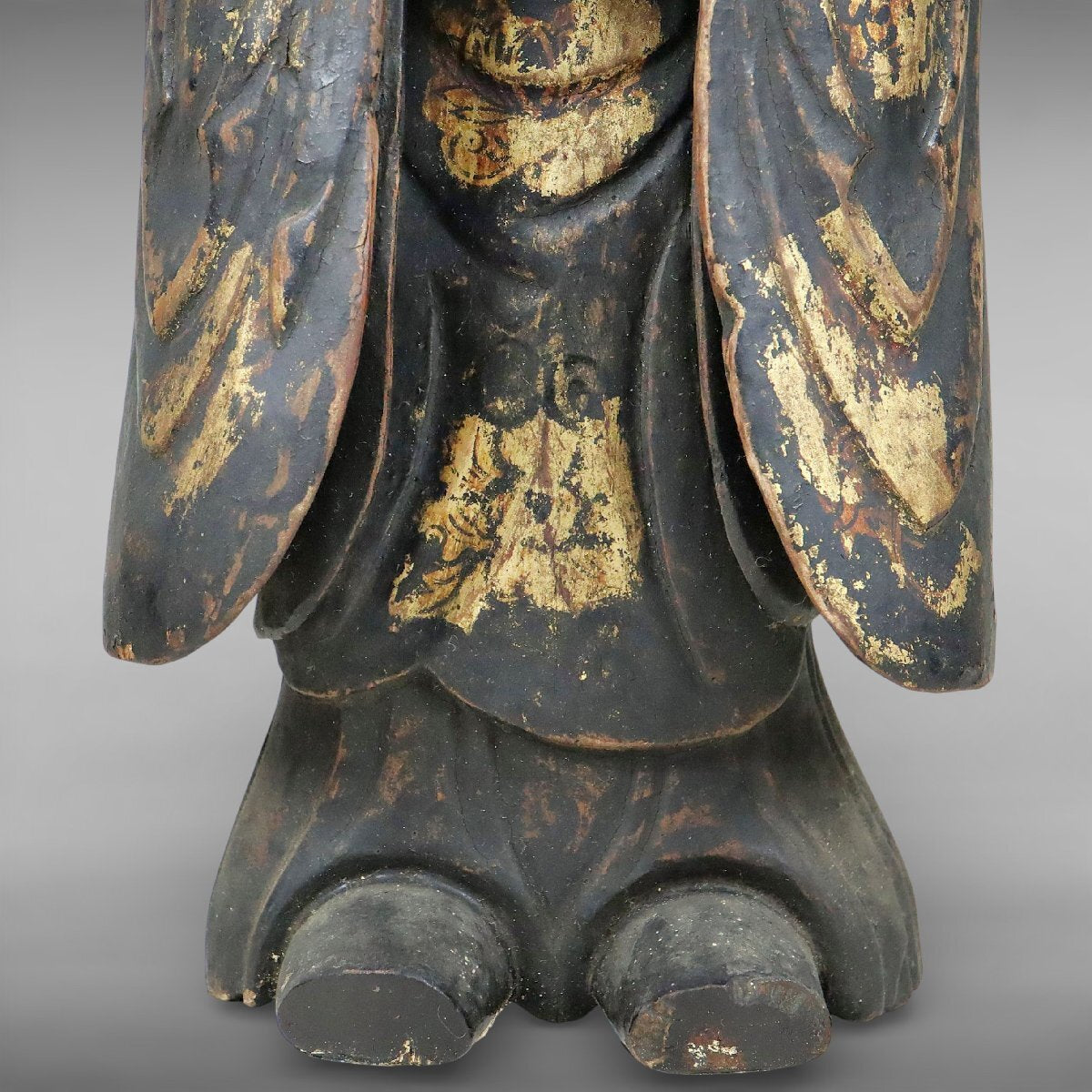 Edo-Period Gilt Wood Buddhist Zushi Shrine — Myoo Gyokugan Glass Eyes Fierce Guardian Deity Devotional Figure