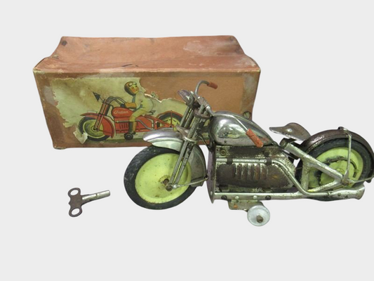 Vintage Japanese Tin Indian Motorcycle Toy Japan Prewar Style Boxed 27cm Wind-Up