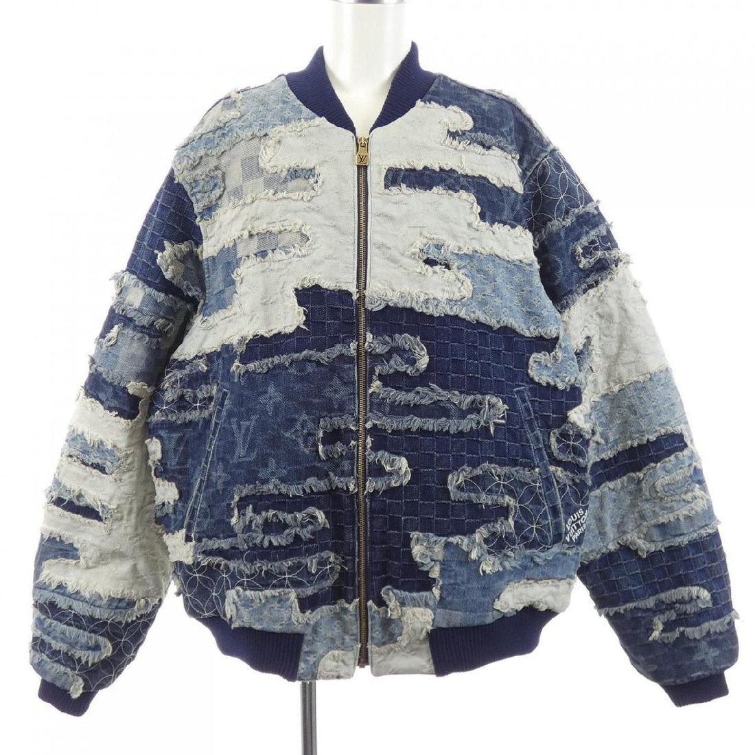 Louis Vuitton × NIGO patchwork denim bomber jacket in indigo