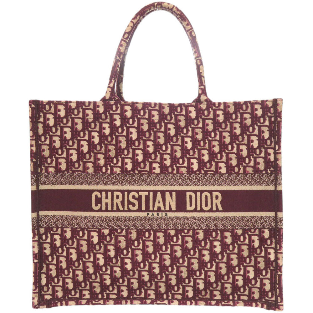 Christian Dior large Book Tote with bordeaux Dior Oblique embroidery, personalised