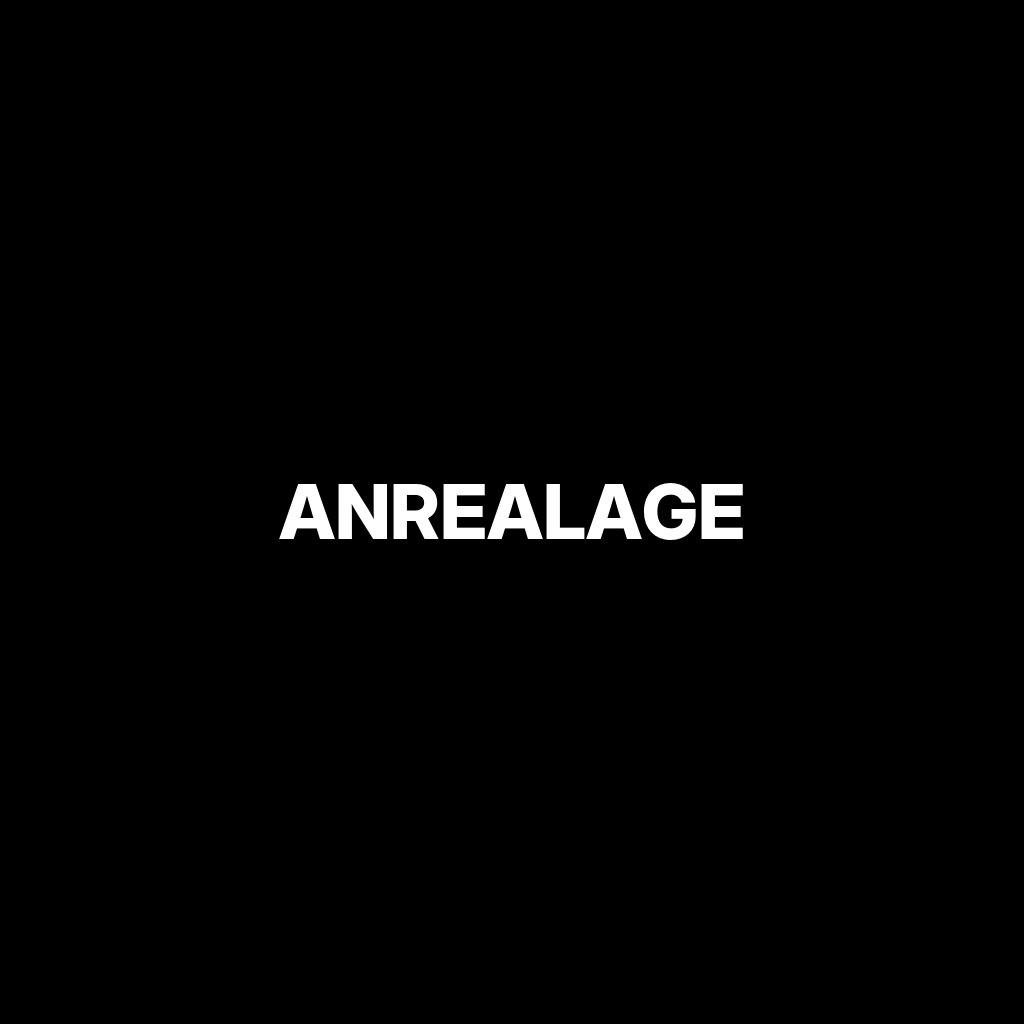 Anrealage wordmark in white capitals on a black square