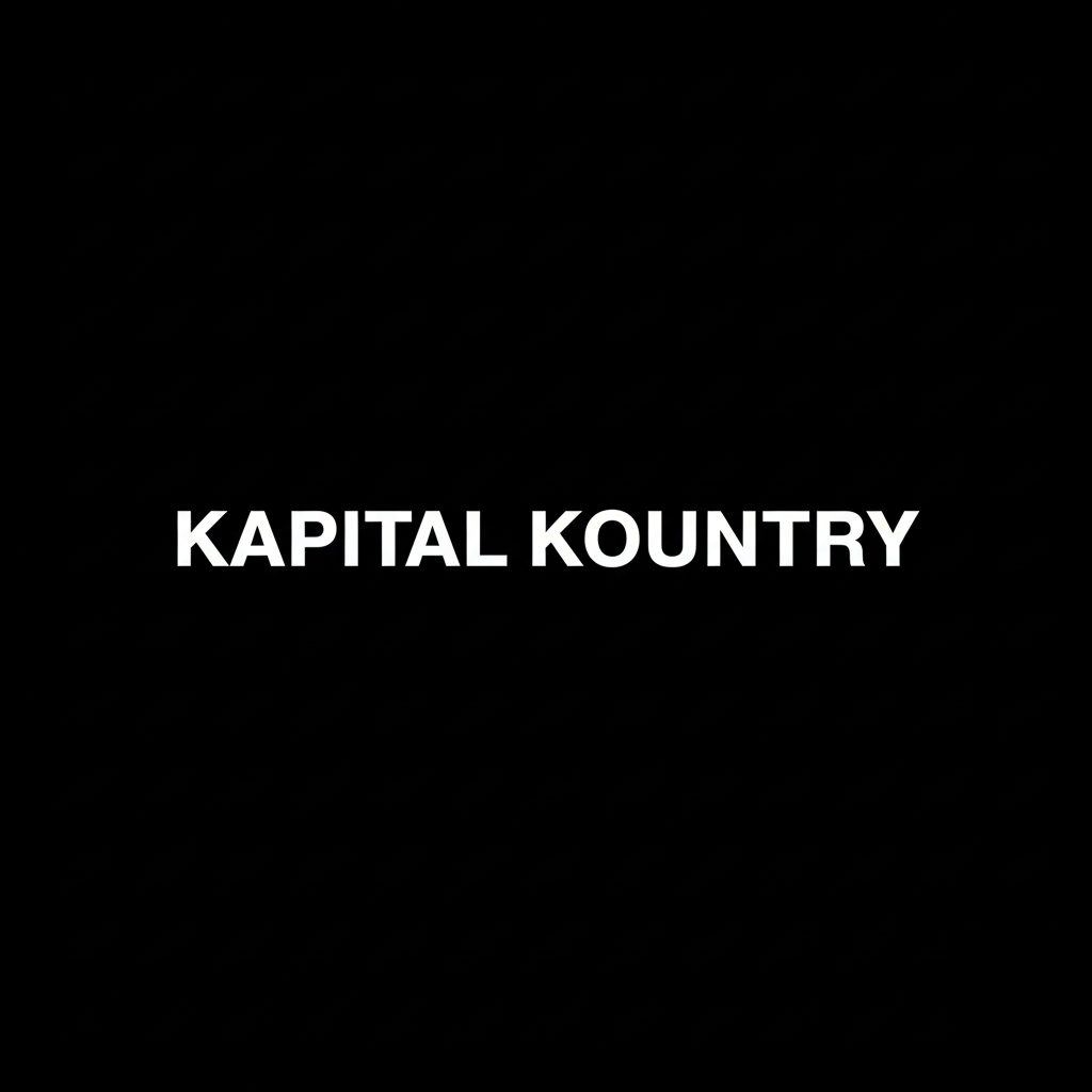KAPITAL KOUNTRY wordmark in white on black square background, monochrome Japanese heritage fashion brand plate
