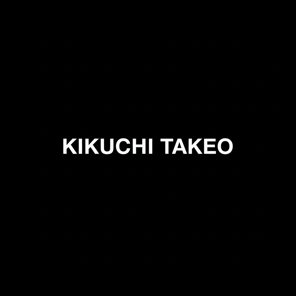 Kikuchi Takeo wordmark in white on black square background, monochrome Japanese fashion brand plate