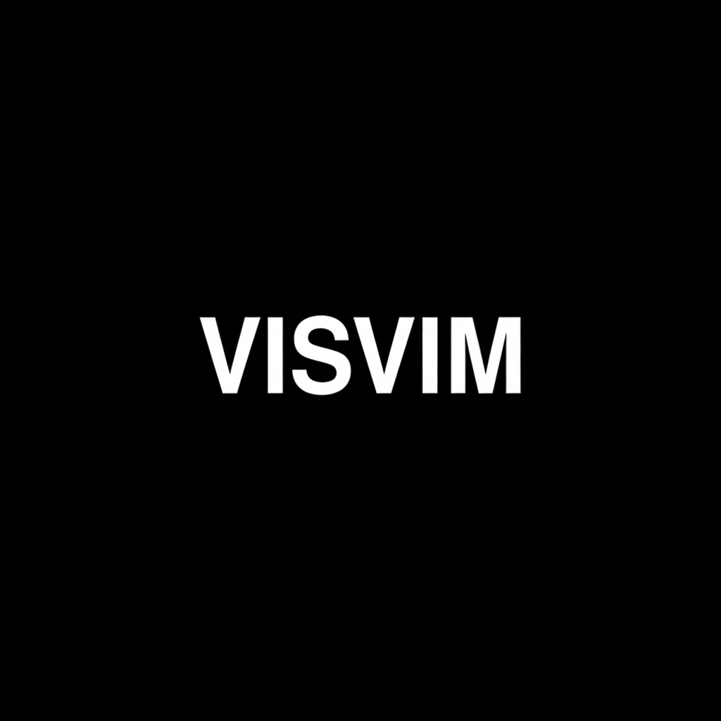 VISVIM wordmark in white on black square background, monochrome Japanese heritage fashion brand banner