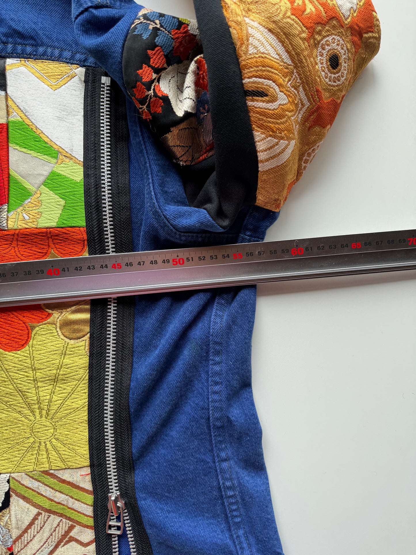 Broke City Gold COTÉ MER Kimono Obi Denim Jacket, One of One Japanese Patchwork Harajuku Streetwear Wagara Remake