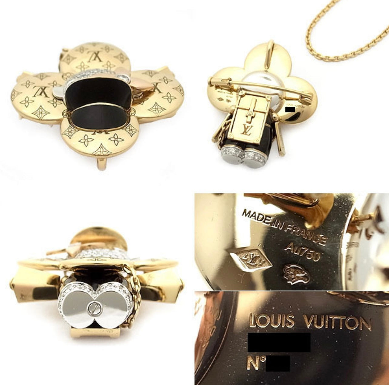 Louis Vuitton Vivienne Diamond Limited Necklace Q93811 K18YG Pendant & Brooch Set Rare LV High Jewelry Vivienne Mascot