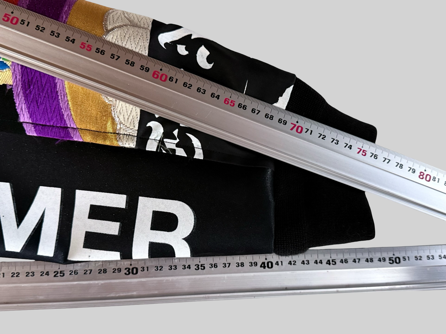 COTE MER Kimono Obi Remake Denim Jacket Silk Brocade Patchwork Japanese Upcycled Designer Jacket L XL