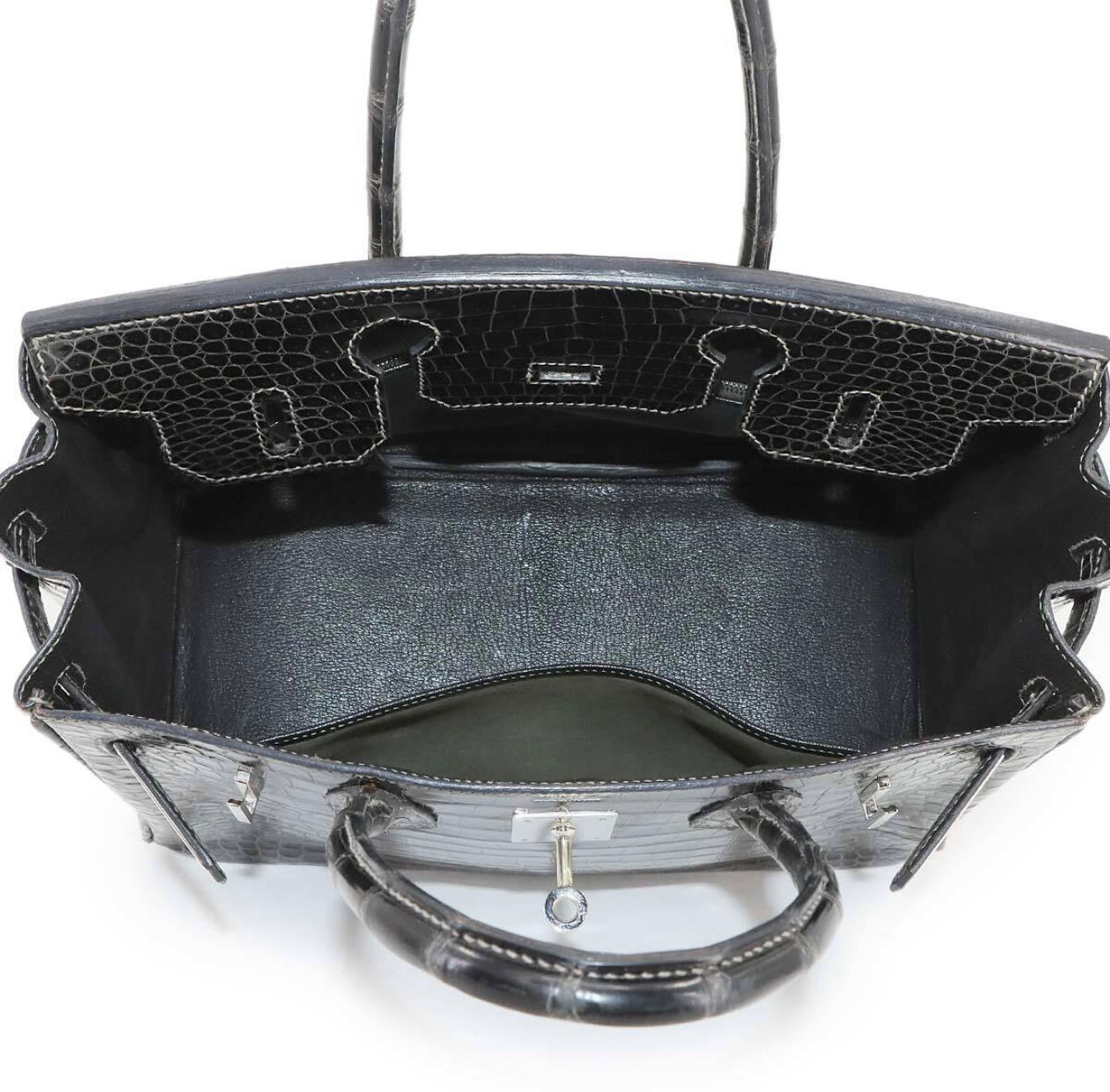 Hermès Birkin 30 Crocodile Porosus Graphite Silver Hardware J Stamp Exotic Luxury Handbag Rare Collector Grade