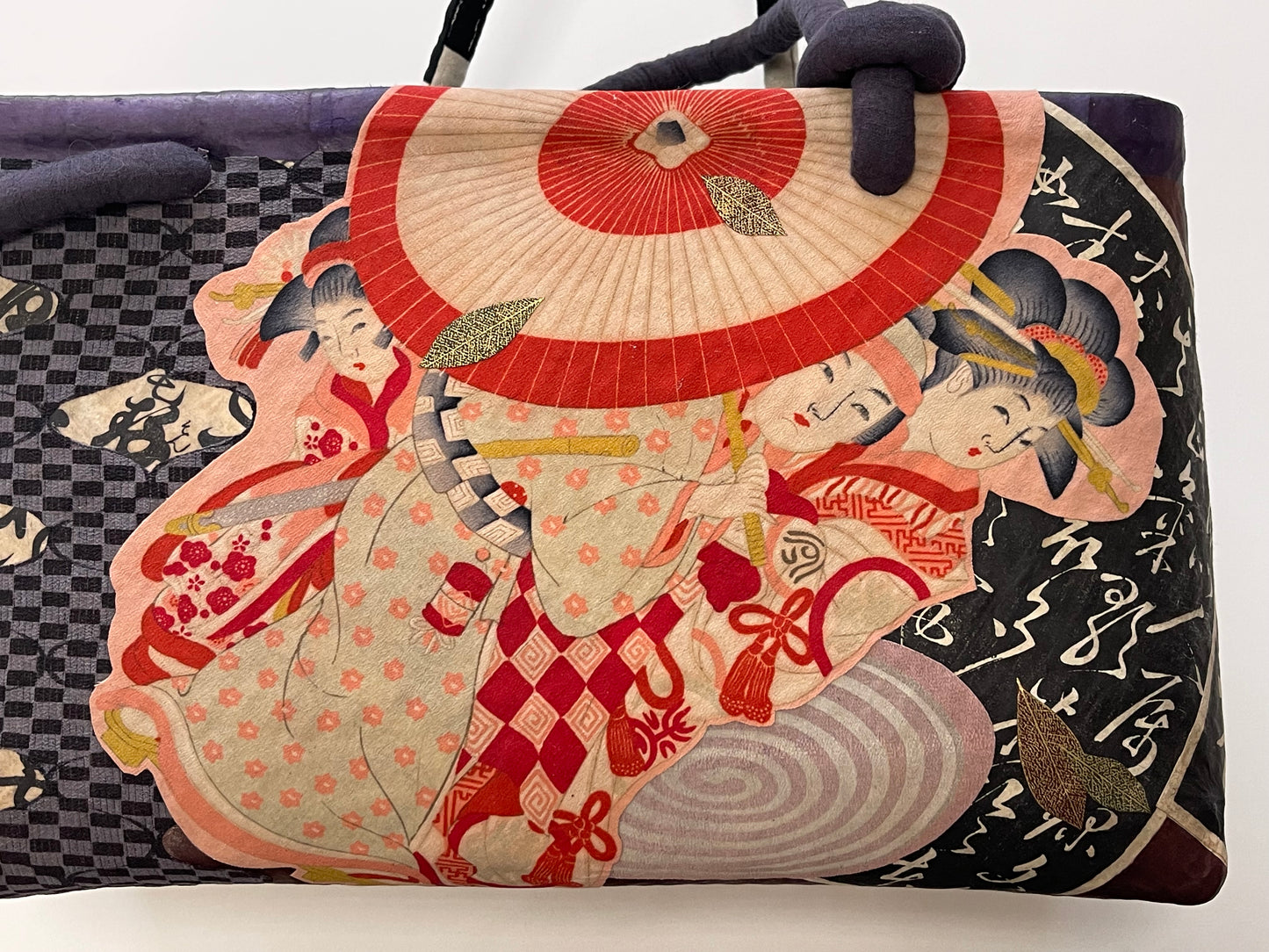 Handmade Japanese Kago Bag Ukiyoe Design