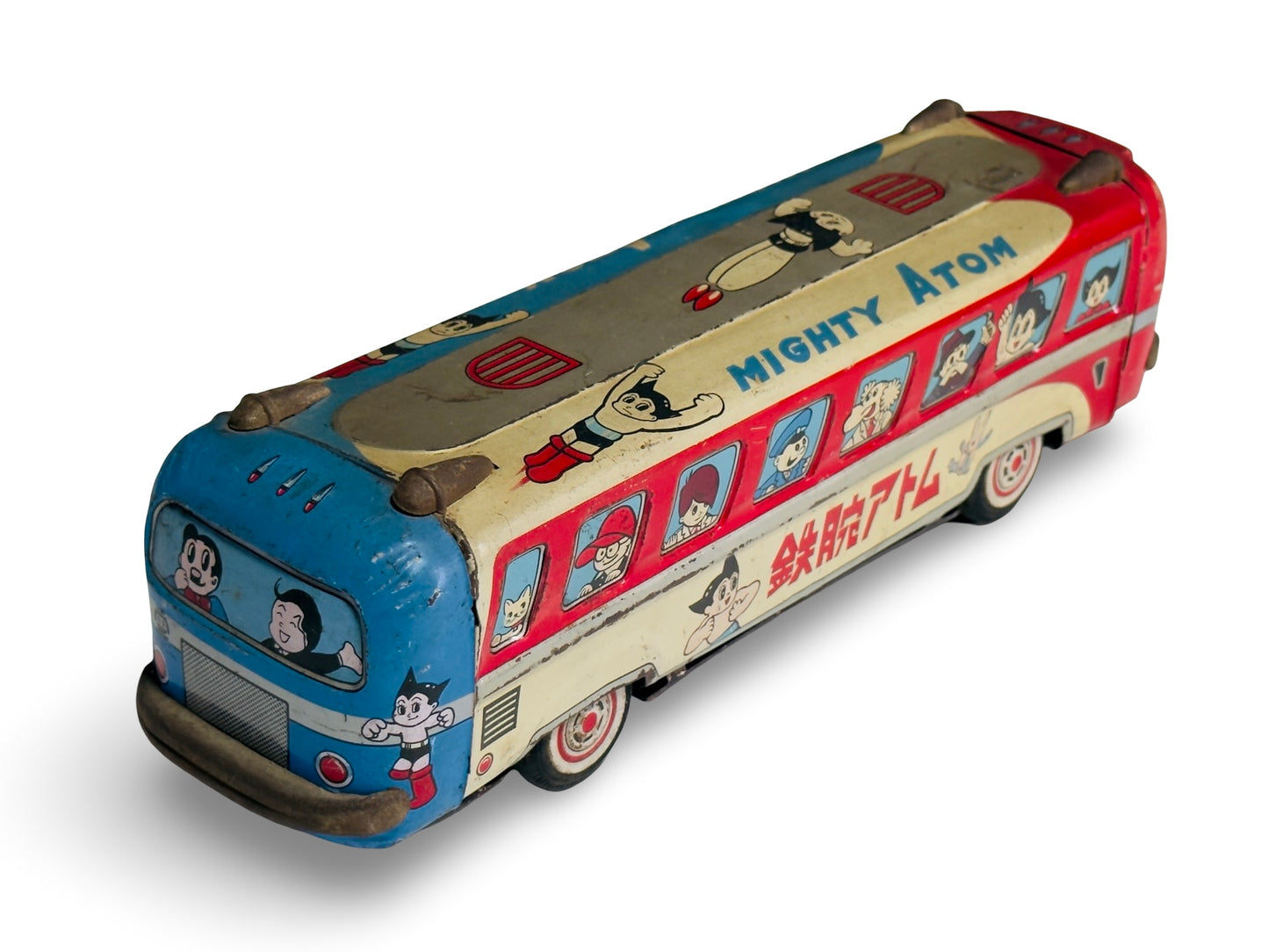 Vintage Mighty Atom (Astro Boy) Tin Bus – 1960s Japan Tin Toy – Tezuka Osamu Era