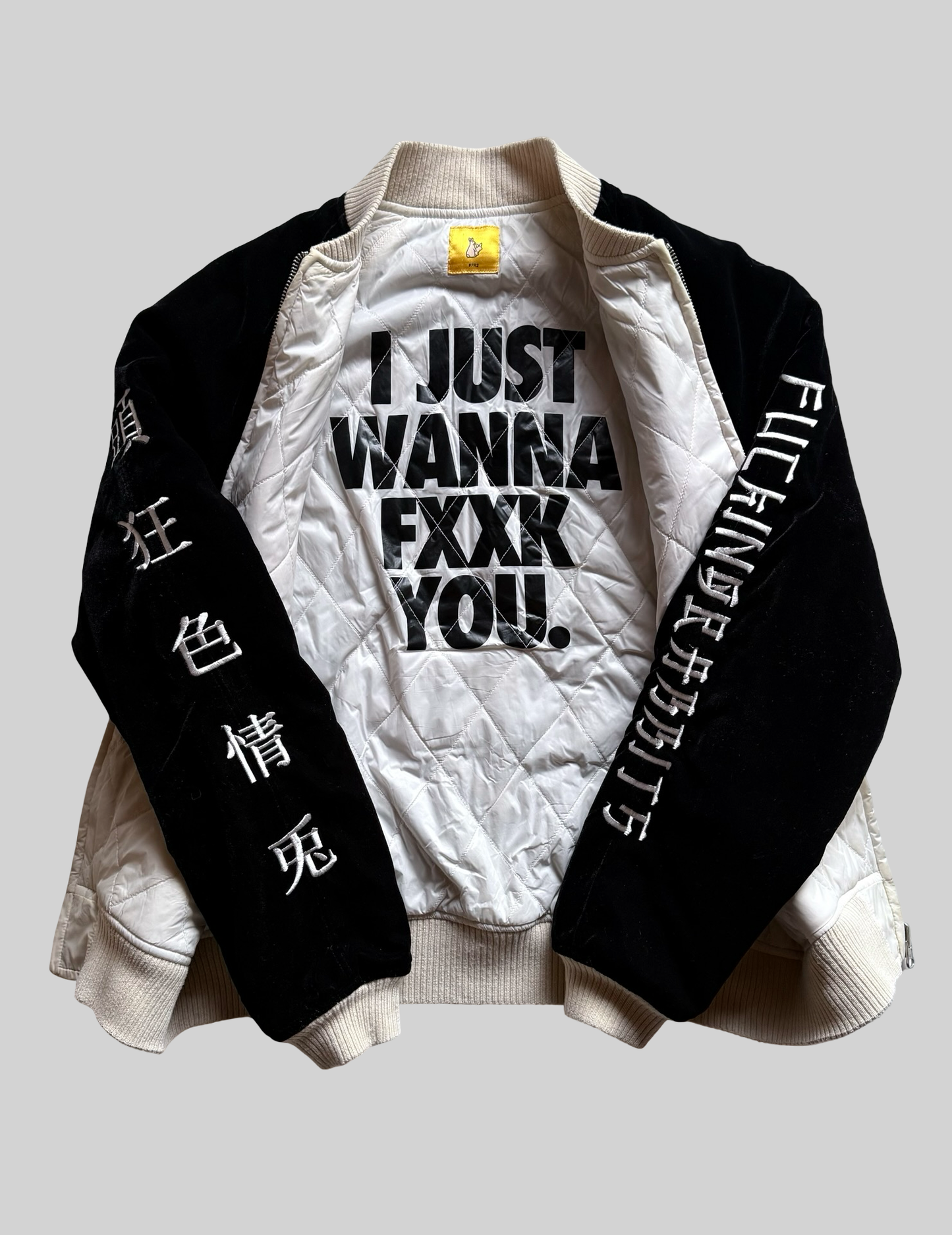 FR2 Fxxking Rabbits Tokyo Sukajan Velvet Jacket Rabbit Embroidery Lightning Japan Streetwear Bomber Japanese Graphic Jacket