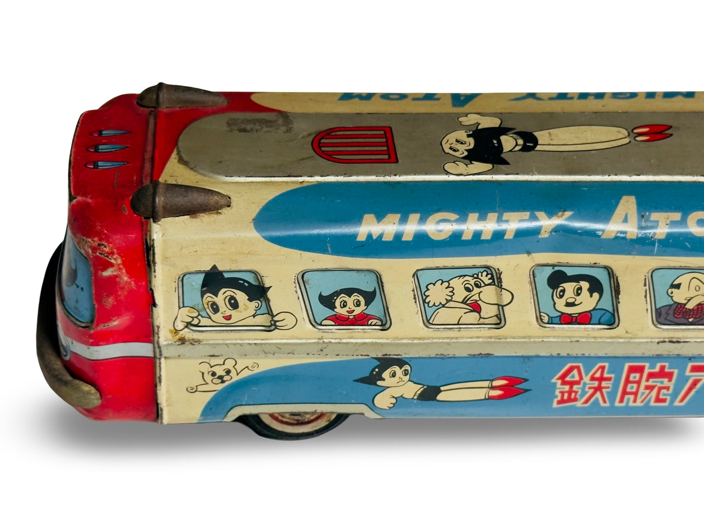 Vintage Mighty Atom (Astro Boy) Tin Bus – 1960s Japan Tin Toy – Tezuka Osamu Era