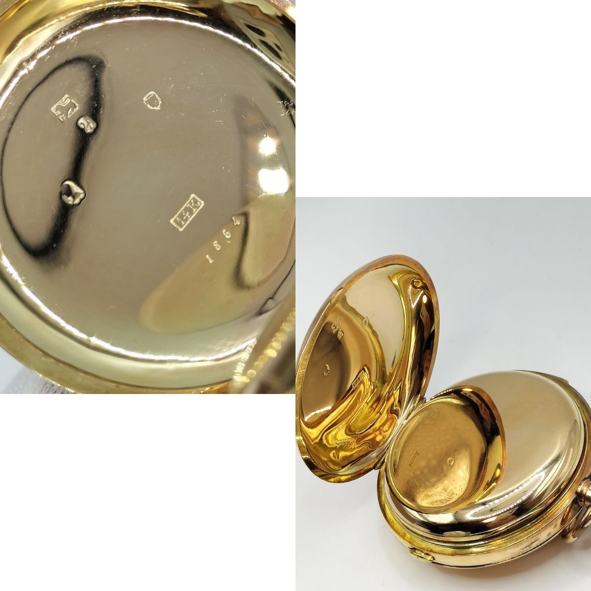 1864 14K Gold Antique Minute Repeater Pocket Watch – Automaton Enamel Dial – Mechanical Chime – Manual Wind – Rare Collector Piece